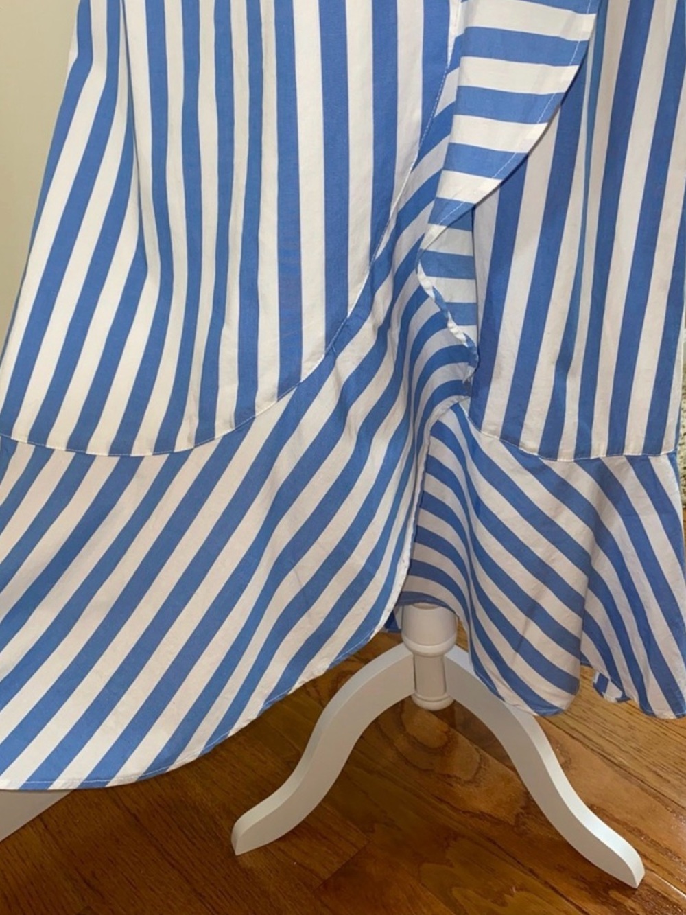 J Crew blue striped long nautical tiered faux leather wrap maxi dress, size 2 - Picture 9 of 11